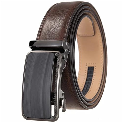 Men's Solid Color Classic Automatic Buckle Belt Cowhide Formal Business Belt