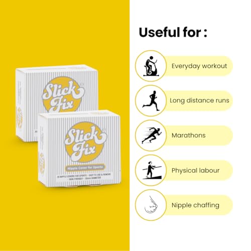 Image of SLICKFIX Sports Nipple Covers for Men's Anti-Chafing for Runners, Nipple Tape, Nip Protectors, Nipple Stickers,
