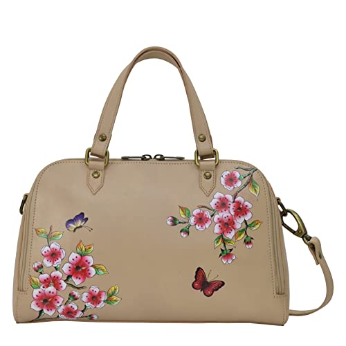 Image of Anuschka Women's Leather Satchel - Hand-Painted Genuine Leather Handbag with Detachable Strap for Everyday Use - 695, Satchel