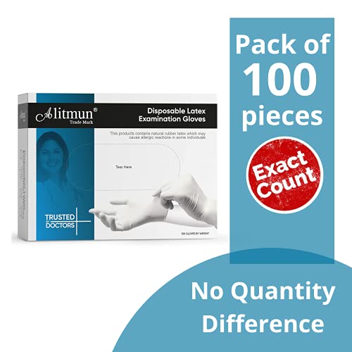 Image of Safe Touch Latex gloves, Medical Examination Gloves Pack of 100, Large Size, Disposable Powdered Hand Gloves, Non-Sterile Gloves