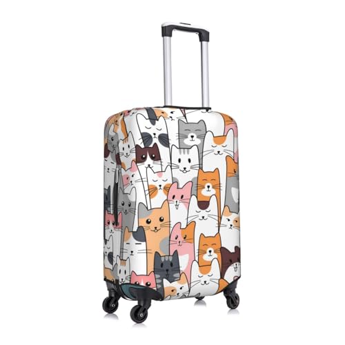 Cute Cat Expression Travel Luggage Cover Fits 18-32 Inch Luggage, Stretchy Suitcase Cover Protector with Concealed Zipper for Wheeled Suitcase Travel Accessories3