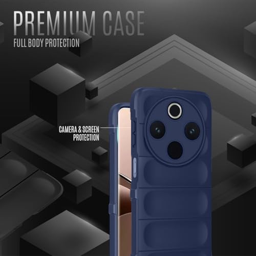 Image of Liquid Silicon Back Cover Case for iQOO Z10 5G / Vivo T4 5G Shockproof Military Grade Protection with Shockproof 10X Bumpers Micro-Fibre Cloth On Inner Side - Blue