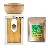 KoMo KoMoMio weiß mit Kork-Trichter + 2,5 kg Bio Buchweizen | Made in Austria | Edelkorund und Keramik Mahlstein | frisches Mehl