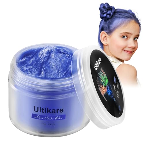 Kids Color Hair Wax, Ultikare Light Blue One-Day Wash-Out Hair Dye Wax Temporary Hair Color For Kids...