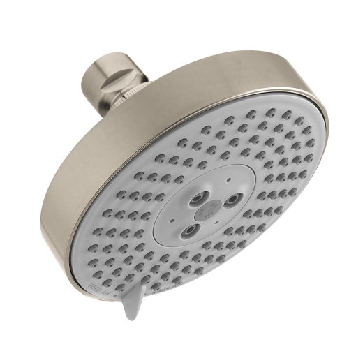 Get Special Price hansgrohe Raindance S 5-inch Showerhead Easy Install Modern 3-Spray BalanceAir, Whirl, RainAir Air Infusion with Airpower with QuickClean in Brushed Nickel, 27457821