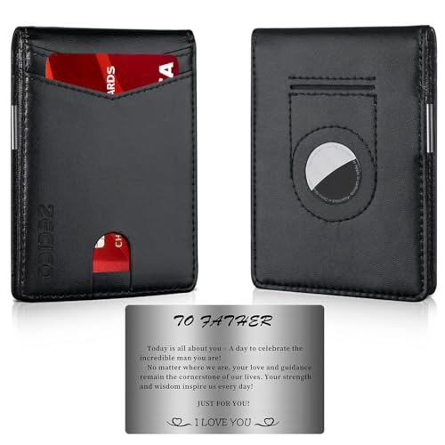 Image of Mens Slim Wallet Money Clip: Bifold Vegan Leather Wallets RFID Blocking Front Pocket Wallets Credit Card Holder with ID Windown Gifts for Men