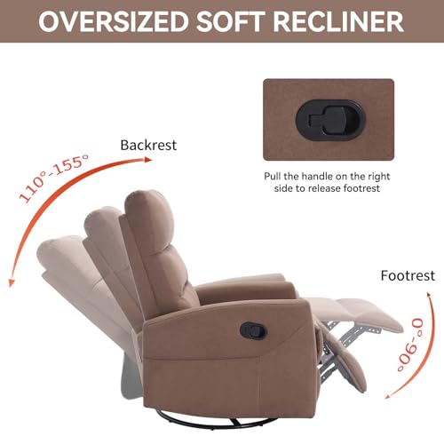 Sillón reclinable giratorio marrón para adulto miniatura 6