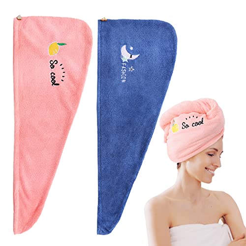 Bekecidi Asciugamano Capelli Turbante - Confezione da 2 Pezzi in Microfibra Capelli Turbante Asciugamano Cappello Asciutto Passante per il Bagno Fissare Capelli Asciutti Cappello (Pink+Blue)