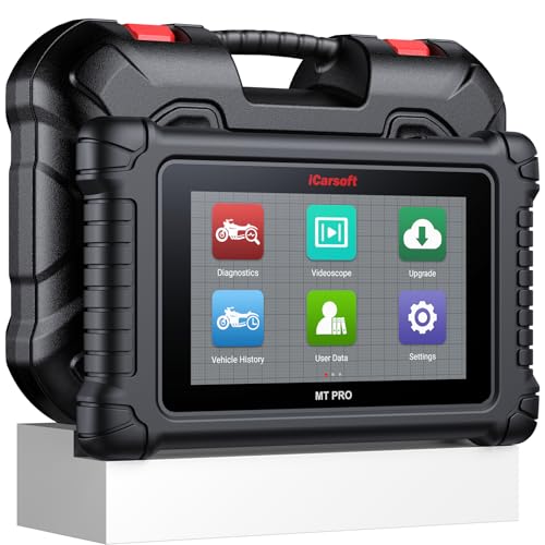 iCarsoft MT PRO - Herramienta de diagnóstico de motocicleta para Harley/BMW/Kawasaki/India, etc. Todas las motocicletas, sistema completo, reinicio de mantenimiento, prueba de activación, lector de