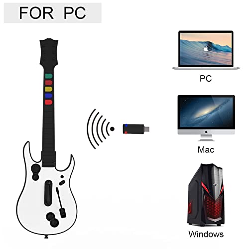 Nbcp Guitar Hero Guitar, Wireless Pc Guitar Hero Controller For Playstation 3 Ps3 With Dongle For Clone Hero, Rock Band Guitar Hero Games White #TOP2