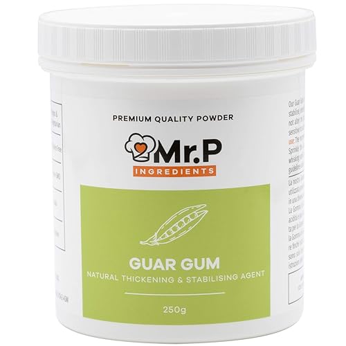 Mr.P Ingredients - Mr.P Ingredients Gomme de Guar 250g, Gelatine en Poudre 200 Mesh, Épaississant Alimentaire pour Confiture, Sorbet, Glace, Sans Gluten, Vegan et Halal, Epaississant pour Liquides, Naturel y Sans OGM