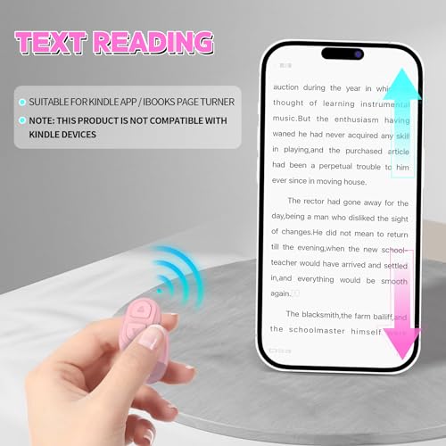 TikTok Scrolling Ring Remote Control, App Remote Page Turner for iPhone ipad Android,Phone Camera Bluetooth Remote Controls Scroll Ring with Stand (Pink) - Image 4