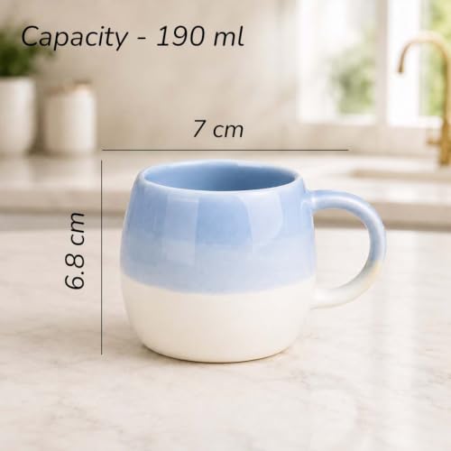 Image of The Earth Store Sky Blue Ceramic Snack Bowl & Tea Cup Combo | Bowls & Tea Cups(Ovule) | Microwave & Dishwasher Safe | Multipurpose Combo for Tea, Coffee, Snacks, Diwali Gifting