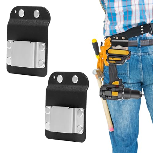 Bofanze 2 Pezzi Supporti per Metro a Nastro Fondina per Trapano Porta Martello da Cintura Porta Attrezzi da Cintura Cintura Porta Attrezzi in Acciaio Inox per Metri a Nastro,Trapani