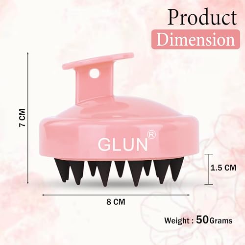 Image of GLUN Pack of 2 Scalp Shampoo Brush - Silicone Hair Scalp Massager for Dandruff Removal & Deep Cleansing (Peach)