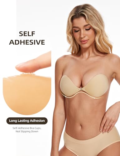 Image of Wingslove Adhesive Bra Reusable Strapless Self Silicone Push-up Invisible Sticky Bras for Backless Dress