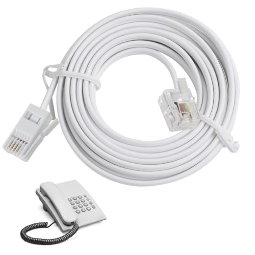 FunWorth BT to RJ11 Telephone Cable 5M, Shielded 6P2C Flat Phone Line Cord for UK Landline, ADSL Modem, Router, Fax | 24AWG Copper Wire, (Plug & Play Broadband/DSL) (3-Meter)