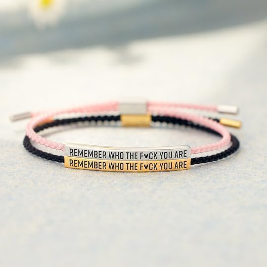 Image of Angyape Remember Who The F You Are Tube Bracelet For Women Men, 18k Gold Handmade Trendy Charms Adjustable Stainless Steel inspirational Bangle Bracelet for Teen Girls Cool Jewelry Gifts