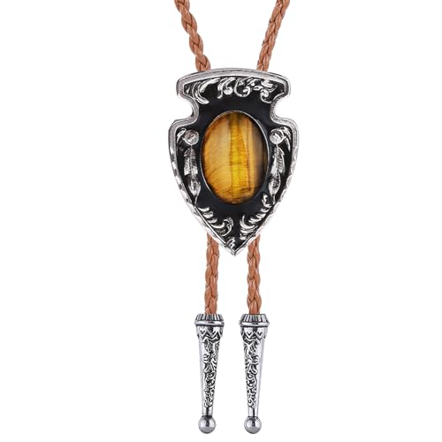 Image of Btilasif Bolo Tie Brown for Men, Scorpion Luminous Stone Cowboy Tie Western Leather Necktie Necklace for Women