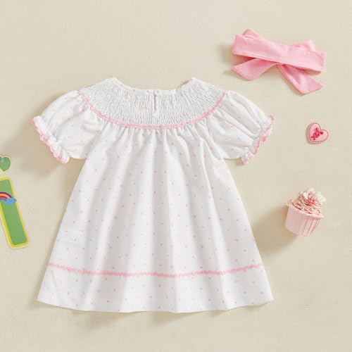 Toddler Baby Girl Birthday Outfit Cake Embroidery Smocked Dress Short Sleeve Princess Party Dresses Summer Clothes4