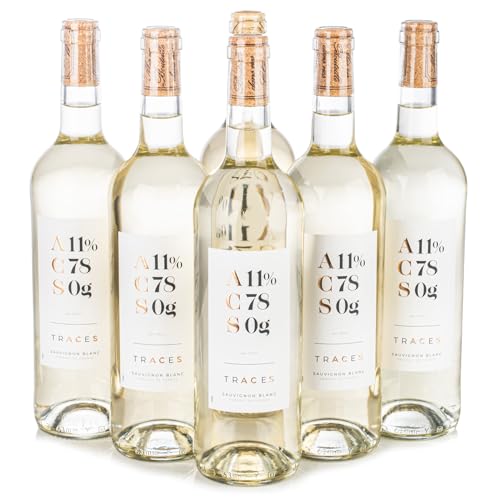 TRACES White Wine Sauvignon Blanc Case of 6 x 750ml - Lower Calorie, Officially Endorsed by WW - Sugar Free Wine, Only 78 Cals per Glass - Award Winning Dry White Wine - DrinkWell