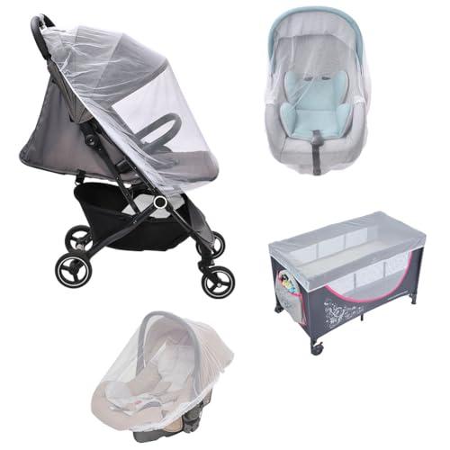 Vicloon Mosquitera Carrito Bebe Universal, Respirable Red Antimosquitos Bebe, Protección Insectos, Verano Funda Carrito, Adecuado para La Mayoría de Cochecitos, Moisés y Capazos (1pc-Blanco)
