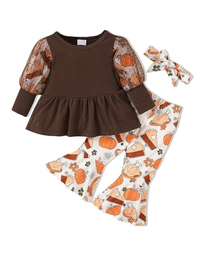 Image of Doresbebe Baby Girl Clothes Toddler Girl Outfits Infant Girl Summer Clothes for Girl Ruffle Shirt Pants+Cute Headband 3PCS