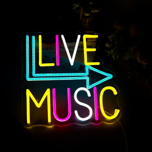 Image of Live Music Neon Signs for Wall Decor,Led Neon Lightfor Live Room, Game Room, Broadcasting Room, Music Studio