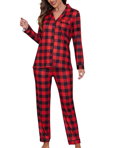 Image of ZMJ Womens Pajamas Sets 2 Piece Long Sleeve and Pant Pj Sets Button Up Sleepwear