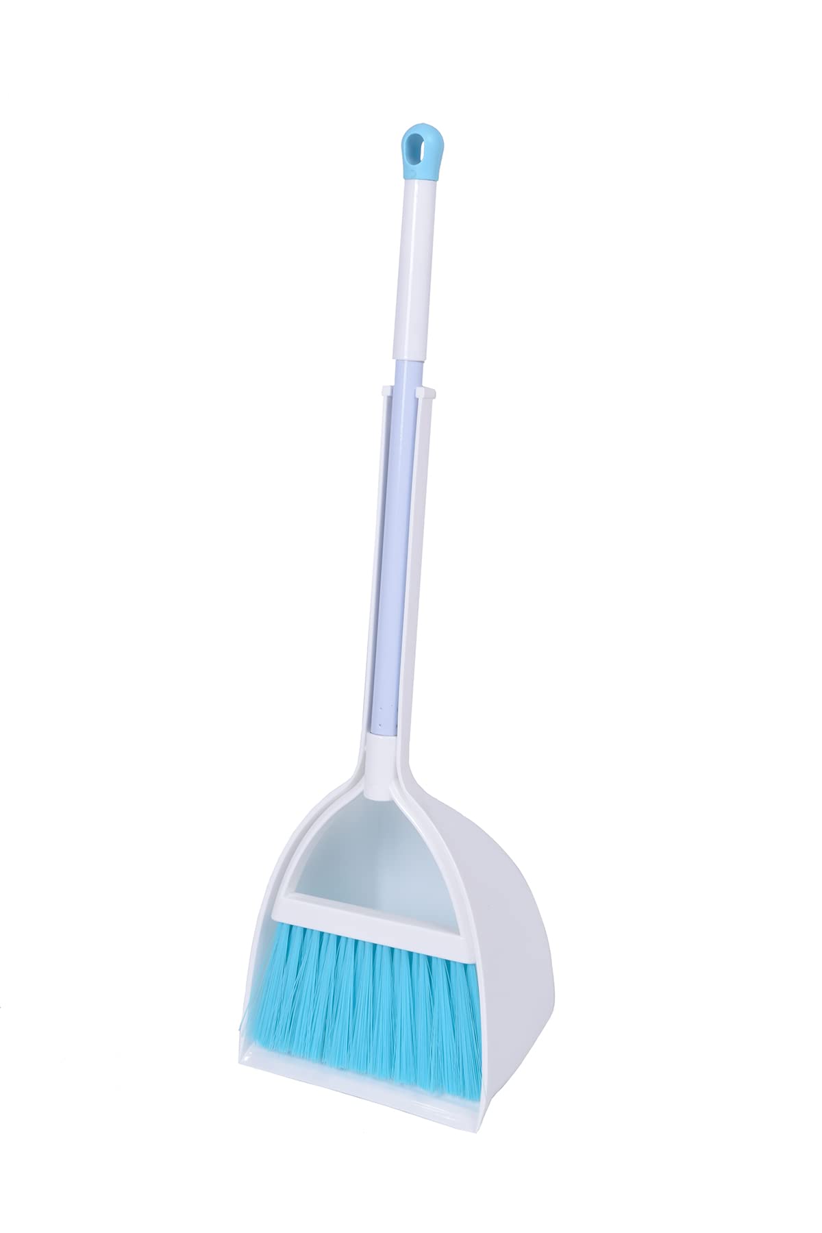 Mini Broom with Dustpan for Kids,Little Housekeeping Helper Set (White+Sky Blue)