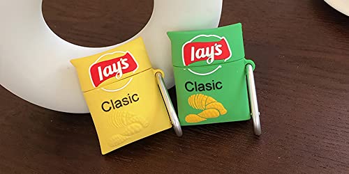 Stsnano Food Case For Airpod 1/2 Silicone Cases Cute Cartoon Unique Fun Funny Cover Fashion Cool Protective Skin Accessories Keychain Women Girls Boys Kids Teens For Air Pods 1/2 Yellow Potato Chips #TOP7