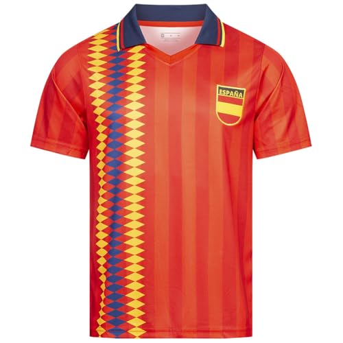 JELEX Camiseta retro de History para hombre, con logotipo bordado y manga corta, diseño nostálgico para aficionados al fútbol, ideal para coleccionistas, españa, L