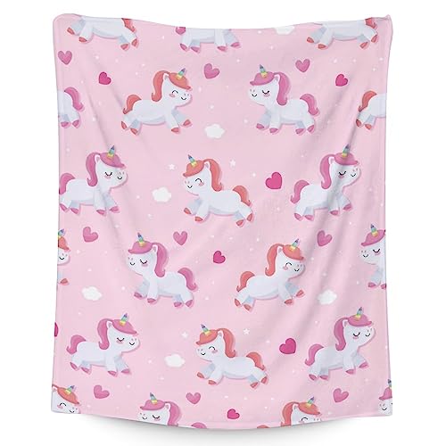 Unicorn Blanket Gifts - 40"x50" Cute Throw for Girls & Women - Pink Soft Fuzzy Blankets for Bed, Couch & Living Room