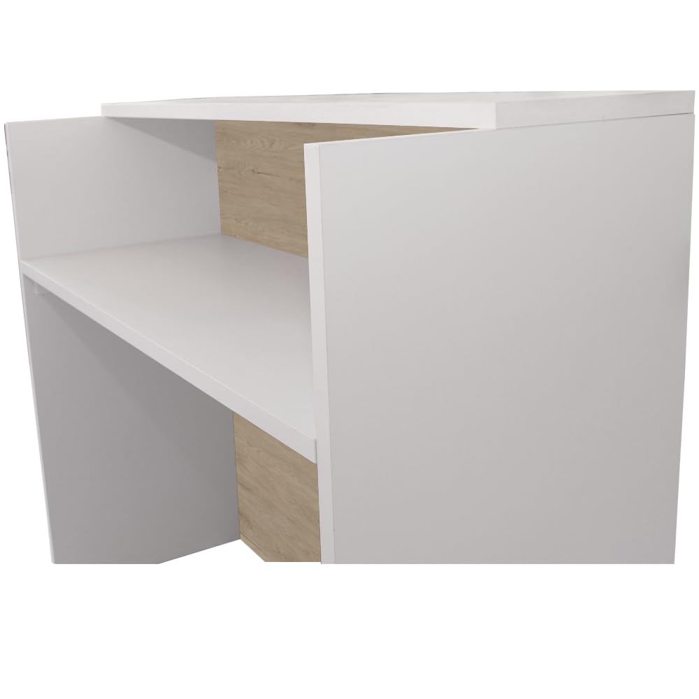 Mostrador de Recepción con Diseño en Relieve, Ideal para Puntos Turísticos y de Información, 60cm Ancho, Color Roble