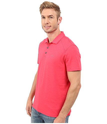 Calvin Klein Men's Short Sleeve Slub Interlock Solid Polo, Geranium, X-Large #TOP1