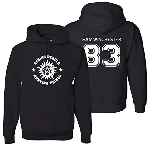Studio 9Thirty3 Supernatural Merch | Sam Winchester Hoodie | Winchester Brothers Supernatural Shirt | Fan Gift (Small, Black)