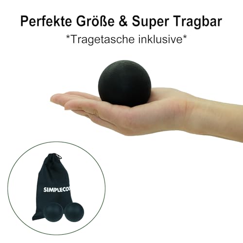 Massageball Faszienball Hart in Lacrosse Ball Größe für Rücken Beine Füße Hände. Triggerpunktball für Tiefengewebsmassage Myofasziale Muskel Entspannung Plantarfasziitis Yoga Pilates 2 Stück (Schwarz)