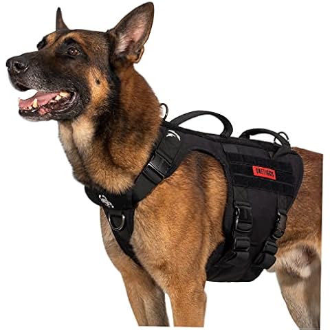 OneTigris Hundegeschirr Metall Taktisches Geschirr Hunde mit 3 Griff und 5 Metallschnalle Cover