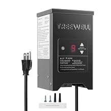 150W Low Voltage Landscape Transformer, Outdoor Landscape Lighting Transformer with Photocell Sensor & Timer, 120V AC to 12V/15V AC, Stainless Steel Waterproof Transformer, Black, ETL Listed