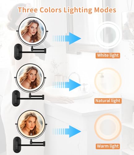 Miroir cosmétique mural Jutyum miroir de maquillage mural éclairage variable - 7