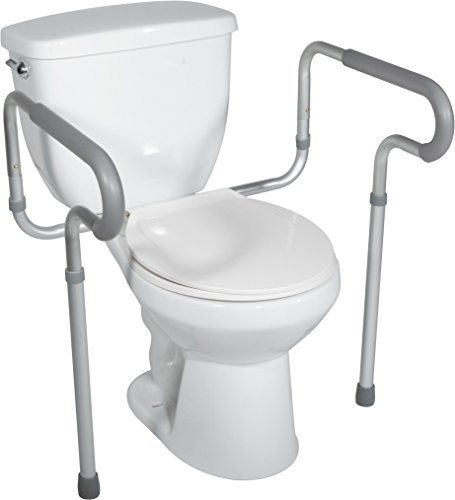 Secure BTSR-1 Toilet Safety Rail with Padded Grab Bar Support Arms - Bathroom Safety Aid for Elderly, Seniors, Disabled, Handicapped Fall Prevention