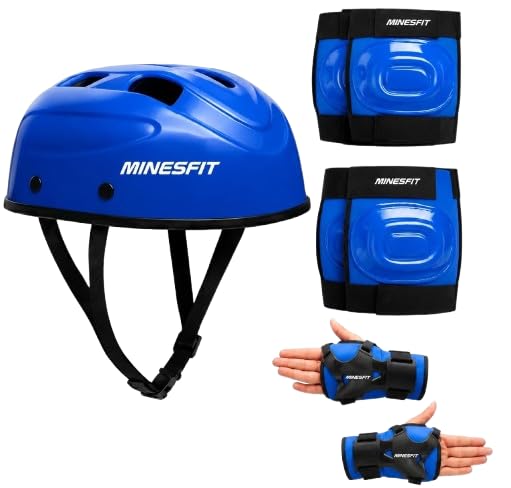 Kids Helmet and Protective Gear Set | Cycling Helmet with Knee Pads, Elbow Pads & Wrist Guards | Safety Kit for Bicycle, Roller Skating, Skateboard & Scooter | Blue-image-28