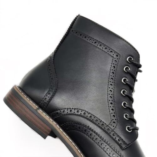 Image of Men's Wingtip Toe Boots, Classic Brogue Style, Oxford Lace Up Dress Shoes