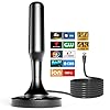HIDB TV Antenna for Smart TV Indoor, Digital Indoor HD Antennas with Strong Magnetic Base, Easy Installation, Long Range Reception for Local Channels 4K 1080P, 10ft Long Cables (Black)