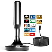 HIDB TV Antenna for Smart TV Indoor, Digital Indoor HD Antennas with Strong Magnetic Base, Easy Installation, Long Range Reception for Local Channels 4K 1080P, 10ft Long Cables (Black)