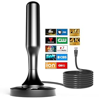HIDB TV Antenna for Smart TV Indoor, Digital Indoor HD Antennas with Strong Magnetic Base, Easy Installation, Long Range Reception for Local Channels 4K 1080P, 10ft Long Cables (Black)
