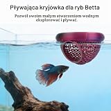 Penitue Zestaw Pływająca Kryjówka Bojownika i Hamak Liściowy, Karmnik i Miejsce Odpoczynku Akcesoria Dekoracyjne do Małych Zbiorników dla Bojowników Krewetek Małych Ryb