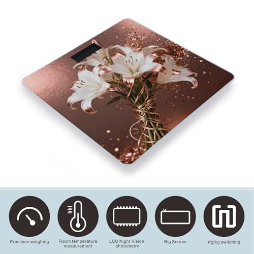 Báscula Digital Floral Oro Rosa para Baño Precisa y Estable miniatura 3