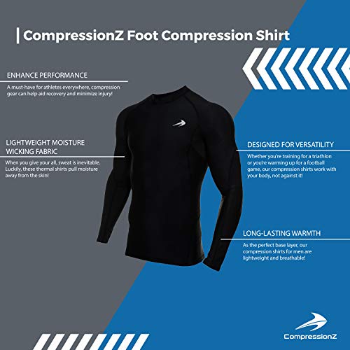 CompressionZ Mens Quick Dry Compression Long Sleeve Shirt - M, Black