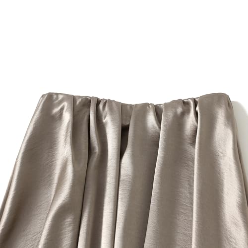 Women's Satin Long Maxi Skirts Elastic High Waist Solid Color Casual Summer Vacation Flowy A-Line Midi Skirts3